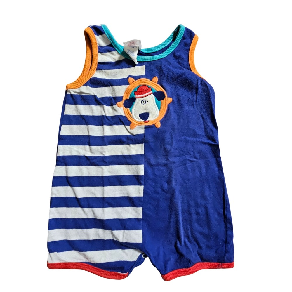 Vintage Buster Brown Dog Striped Romper One-Piece 18M Retro Kidcore‎ Nautical